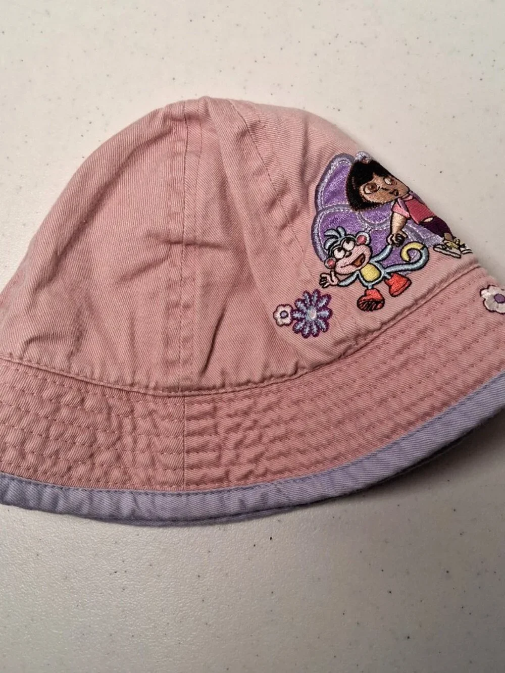 Vintage Nick Jr Dora The Explorer Bucket Hat Infant Girls Pink Purple Cartoon TV